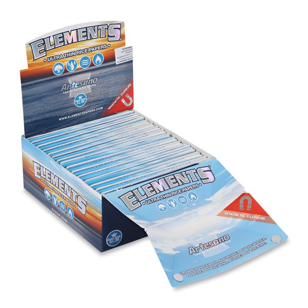 ELEMENTS® Artesano - Χαρτάκια Στριφτού KingSize Slim με Τζιβάνες και Δισκάκι - Κουτί