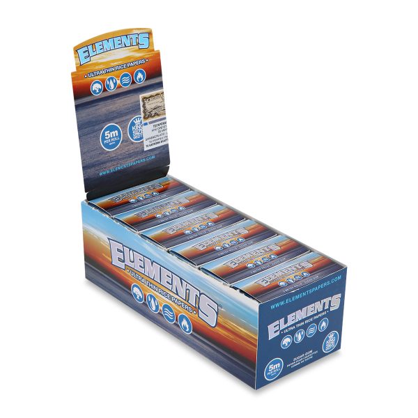ELEMENTS® Χαρτάκι Στριφτού KingSize Φαρδύ σε Ρολό 5m - Κουτί