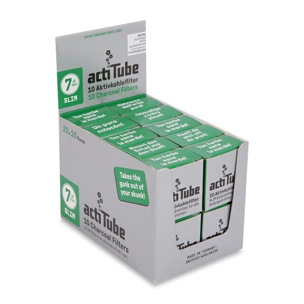 Acti Tube Φιλτράκια Ενεργού Άνθρακα Slim 7mm 10 Φίλτρα - Κουτί