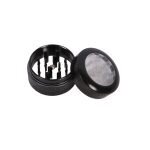 Clear Top Μαύρο Grinder Τρίφτης Καπνού Αλουμινίου Με Διάφανο Καπάκι 2μέρη - Image 2