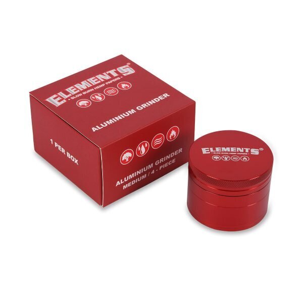 ELEMENTS® Κόκκινο Grinder Αλουμινίου 4μέρη Medium