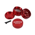 ELEMENTS® Κόκκινο Grinder Αλουμινίου 4μέρη Small - Δόντια σίτα σπάτουλα
