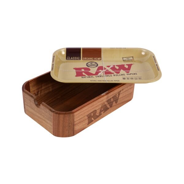 RAW® Cache Box – Ξύλινο Κουτί Αποθήκευσης με Μεταλλικό Δίσκο Στριψίματος Small -1
