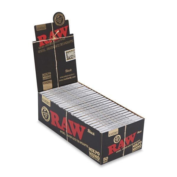 RAW® Μαύρο Κλασικό – Χαρτάκια Στριφτού Μικρό Μονό - Κουτί