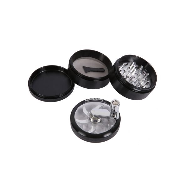 Hammercraft Winding Μαύρος Μύλος Grinder Τρίφτης Καπνού Αλουμινίου 4μέρη-1