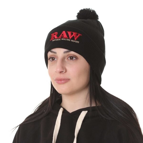 RAW® Χειμερινός Πλεκτός Σκούφος Μαύρος-1