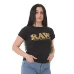 Rolling Papers Γυναικείο Κοντομάνικο T-Shirt Μαύρο και Χρυσό RAW Edition