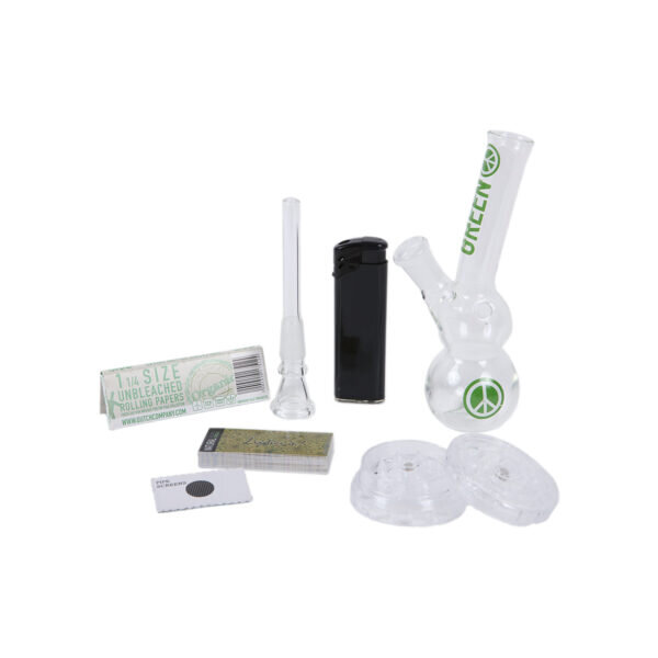 Γυάλινο Bong Σετ Δώρου Amsterdam Greenline 14cm