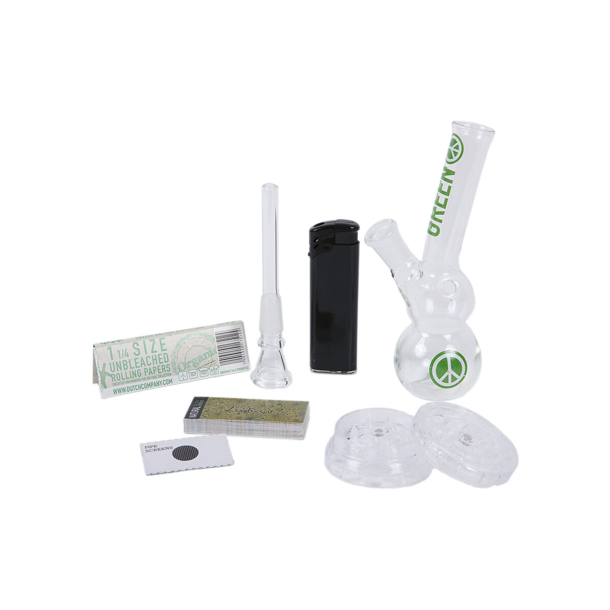 Γυάλινο Bong Σετ Δώρου Amsterdam Greenline 14cm