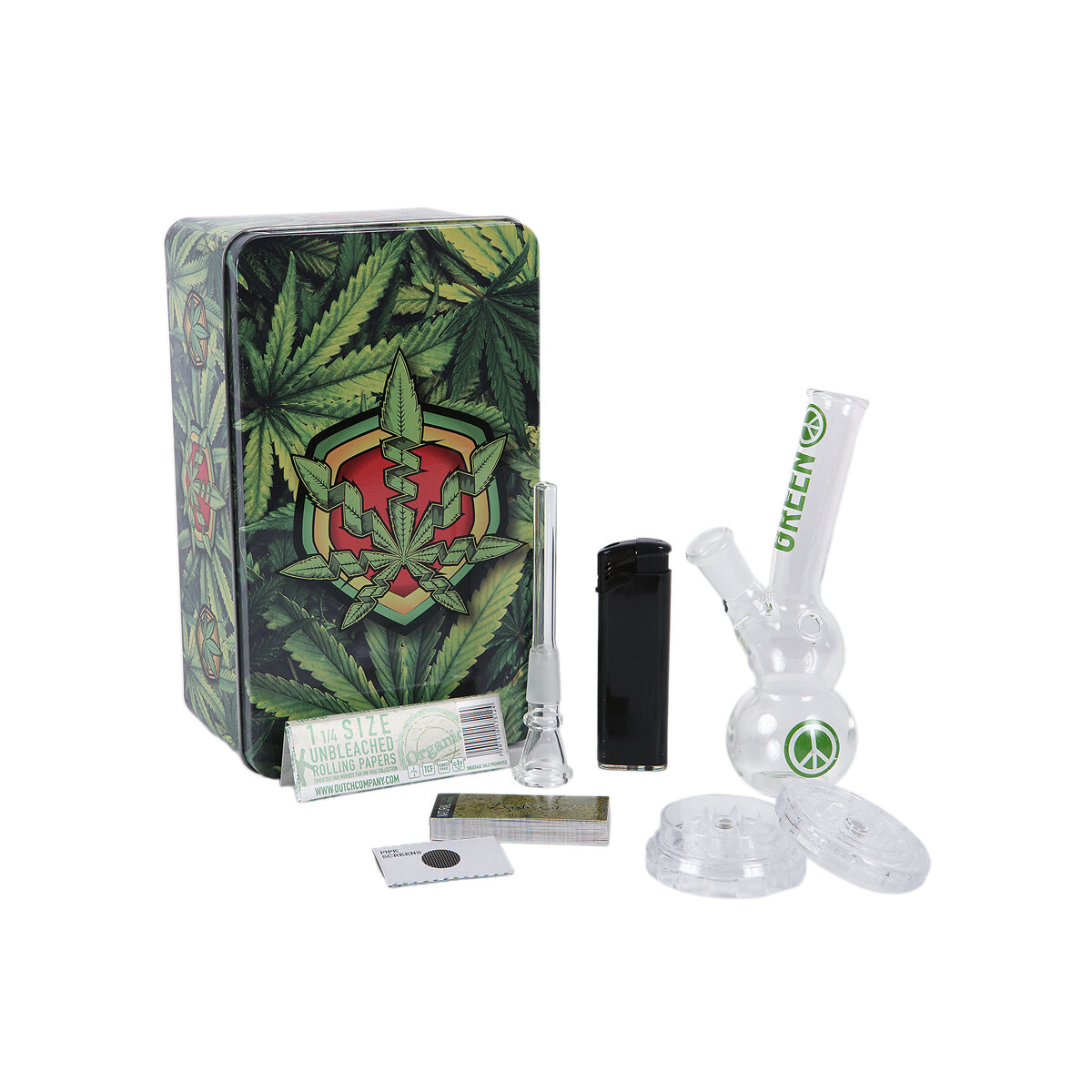 Γυάλινο Bong Σετ Δώρου Amsterdam Greenline 14cm