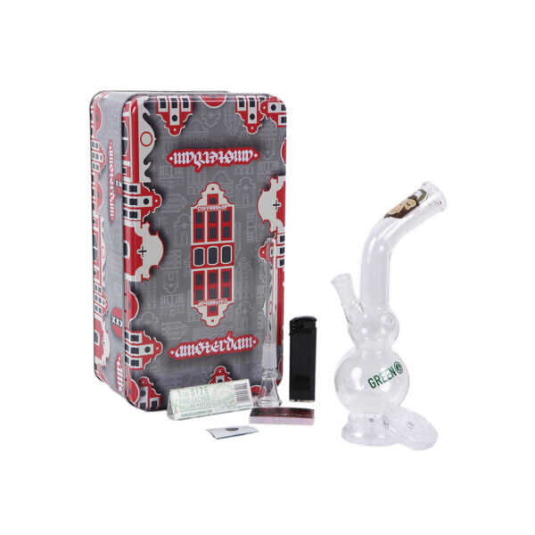 Γυάλινο Bong Σετ Δώρου Amsterdam Greenline 22cm