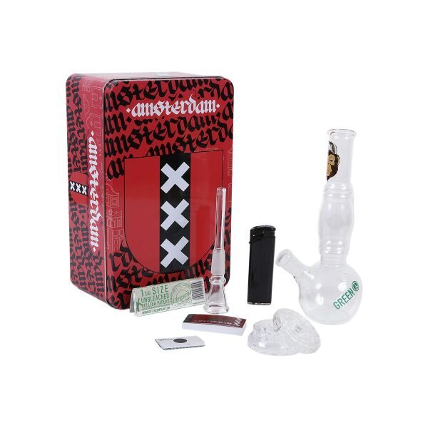 Γυάλινο Bong Σετ Amsterdam Greenline 19cm