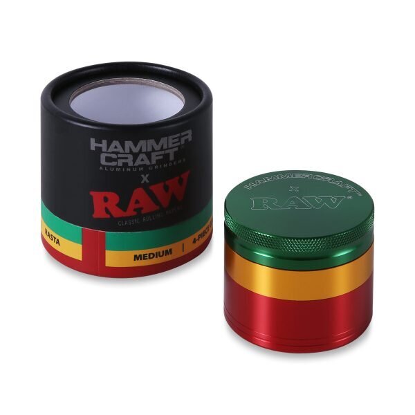 Hammercraft x RAW® Rasta Grinder Τρίφτης Καπνού Αλουμινίου 4μέρη Medium