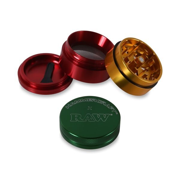 Hammercraft x RAW® Rasta Grinder Τρίφτης Καπνού Αλουμινίου 4μέρη Small-1
