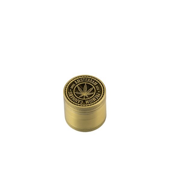 Amsterdam Leaf Μεταλλικό Grinder Τρίφτης Καπνού 4μέρη 40mm Χρυσό