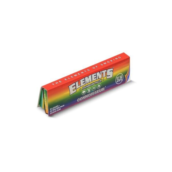 ELEMENTS® Connoiseur Rainbow – Πολύχρωμα Χαρτάκια Στριφτού Μεγάλα KingSize Slim με Τζιβάνες