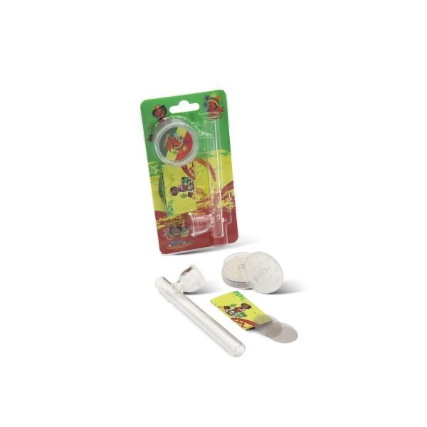 OLYMPUS® Σετ Rasta Γυάλινη Πίπα Hemp με Grinder