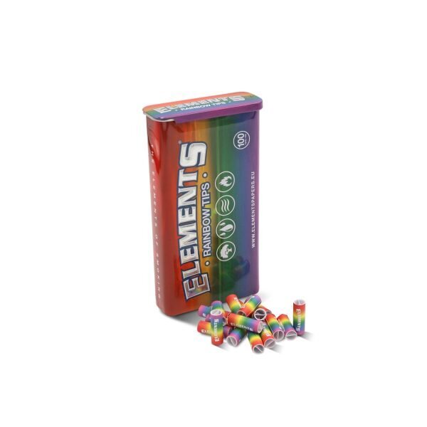 ELEMENTS® 100 Rainbow Προτυλιγμένες Τζιβάνες Σε Μεταλλικό Κουτί