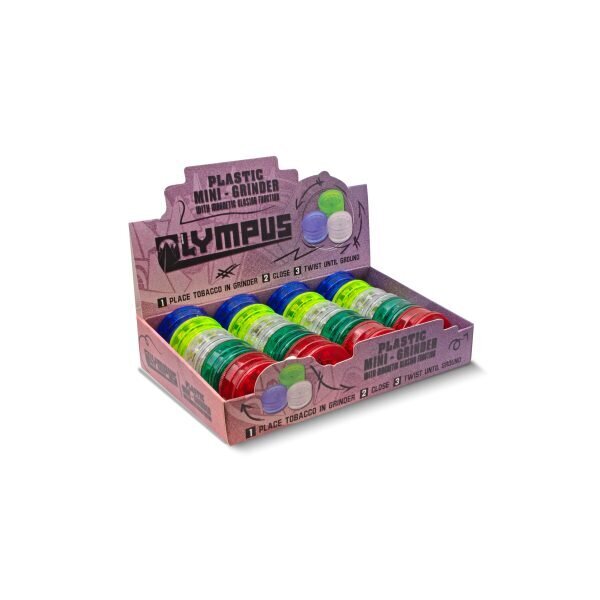 OLYMPUS® Πλαστικό Grinder Τρίφτης Καπνού Round 3μέρη 42mm – Κουτί 20τεμ.