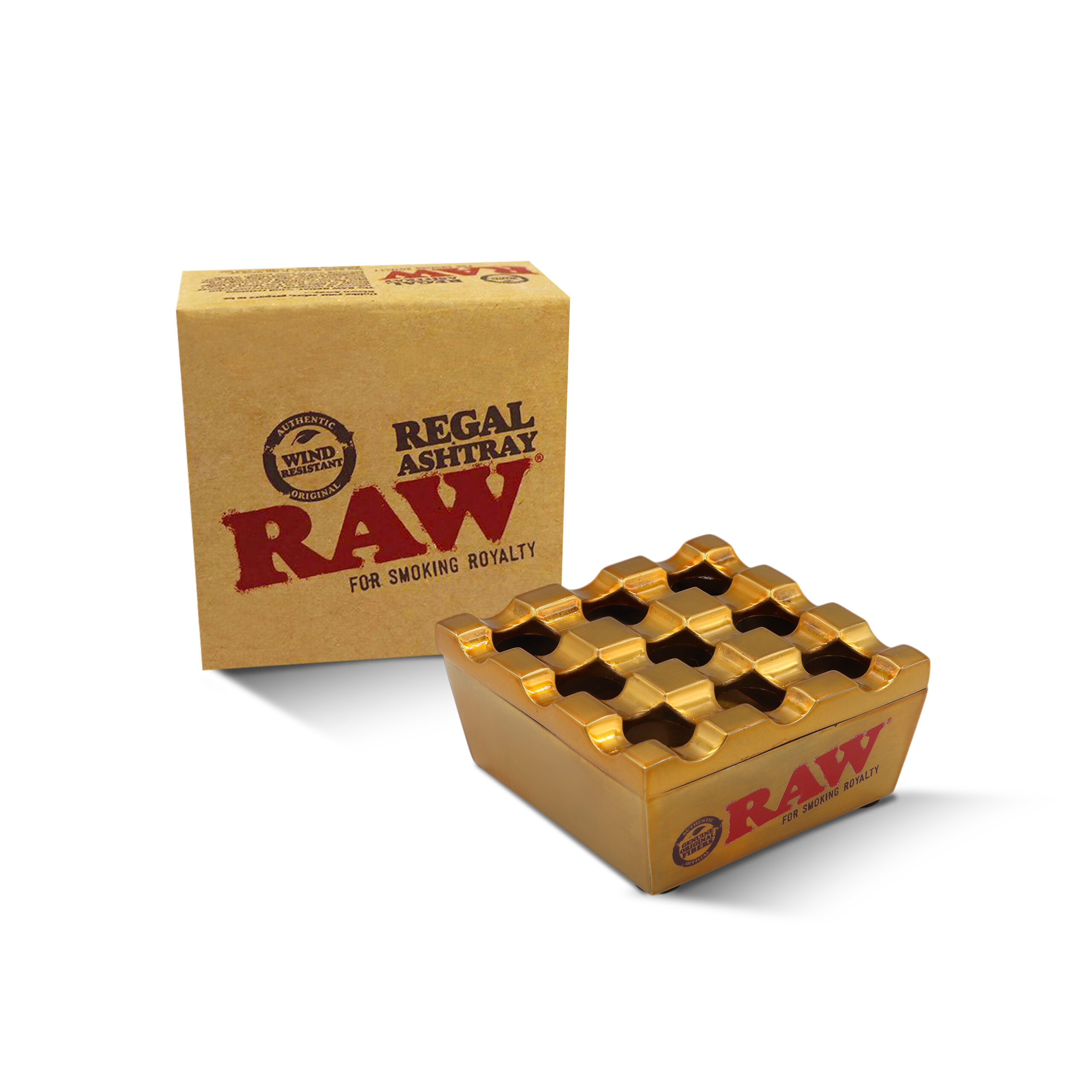 RAW® Regal Χρυσό Αντιανεμικό Μεταλλικό Τασάκι- ΚΟΥΤΙ