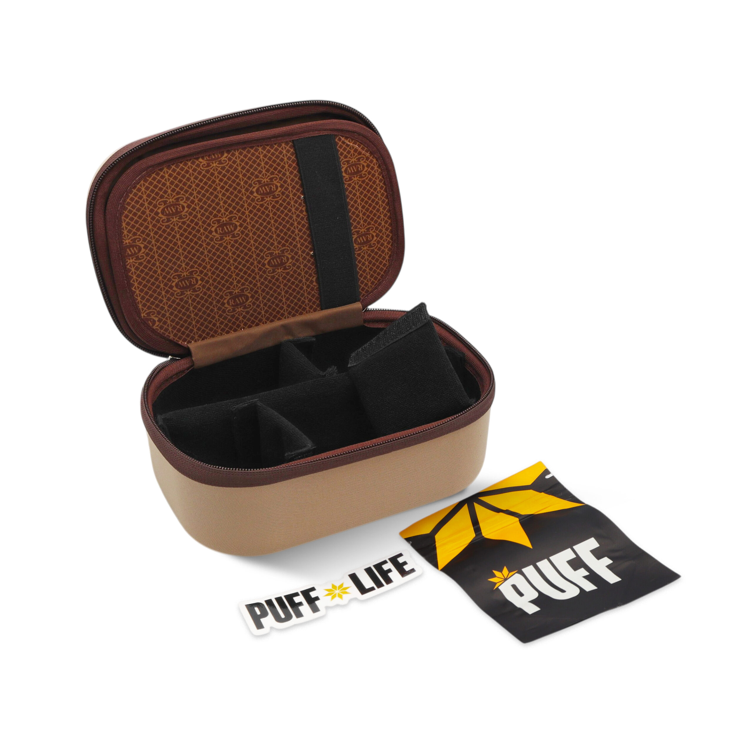 RAW® x Puff® Pro Case Μπεζ Τσαντάκι - Smokers Pouch Smell Proof-velcrom